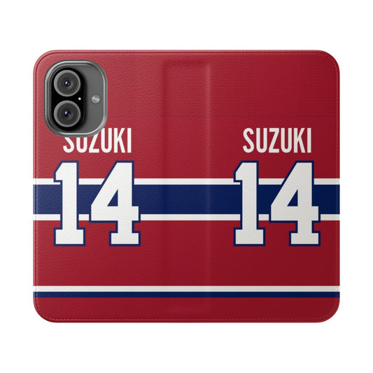 Montreal Canadiens phone case with Nick Suzuki jersey design