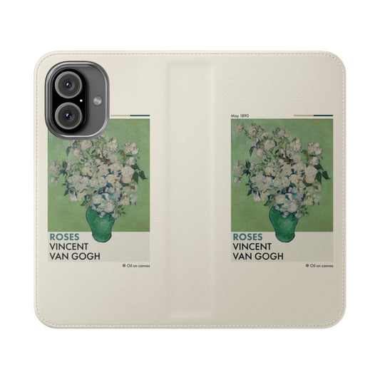 Vintage-inspired phone case featuring a reproduction of Van Gogh's iconic "Roses" painting.