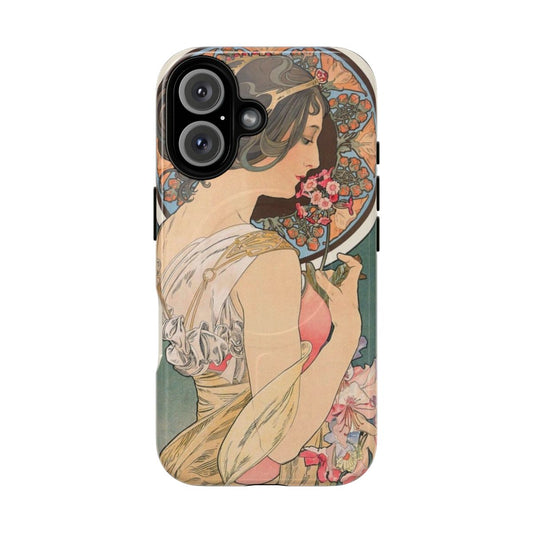 Vintage floral phone case featuring the art of Alphonse Mucha