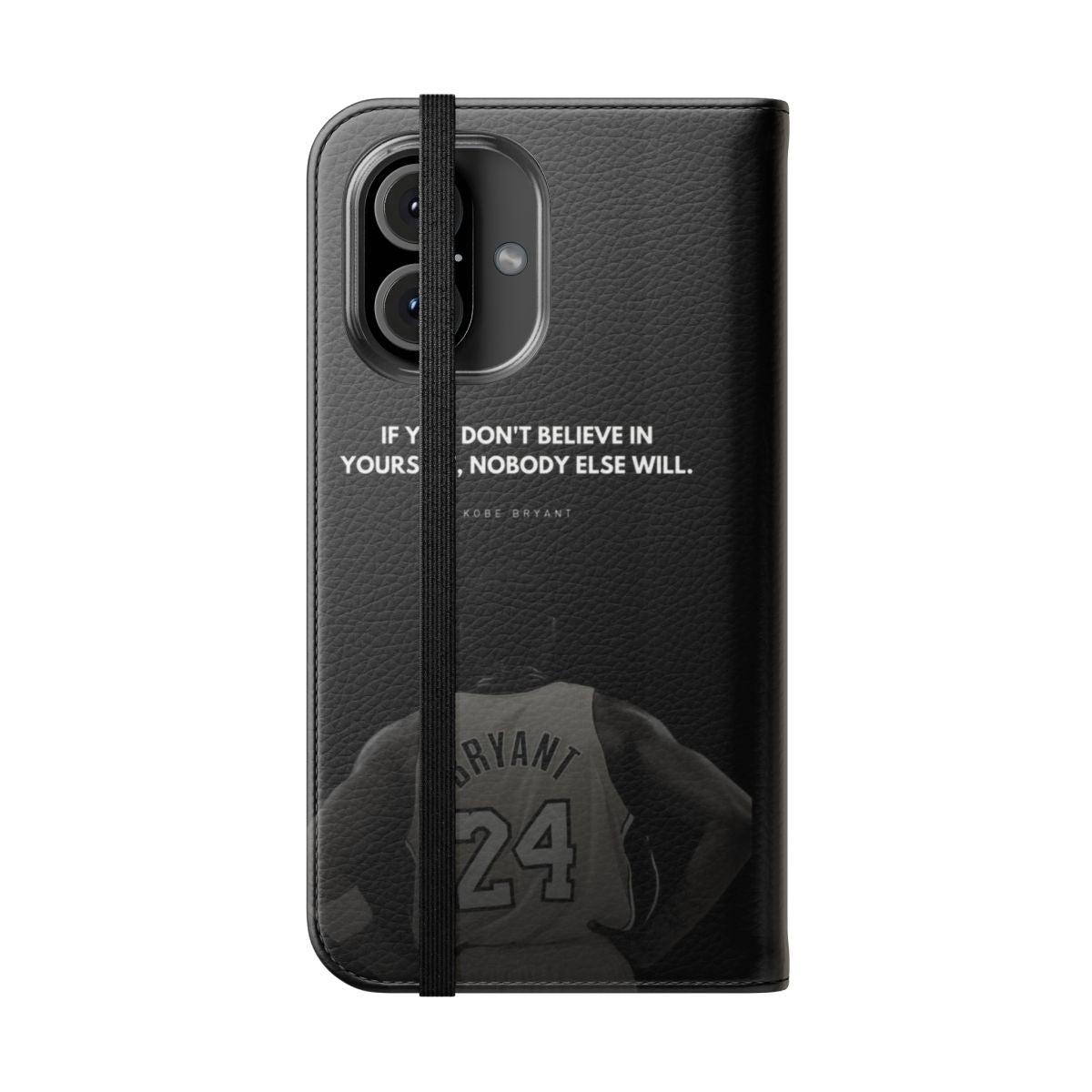 Kobe Bryant motivational quote portrait printed on a flip cover phone case - Folded Front