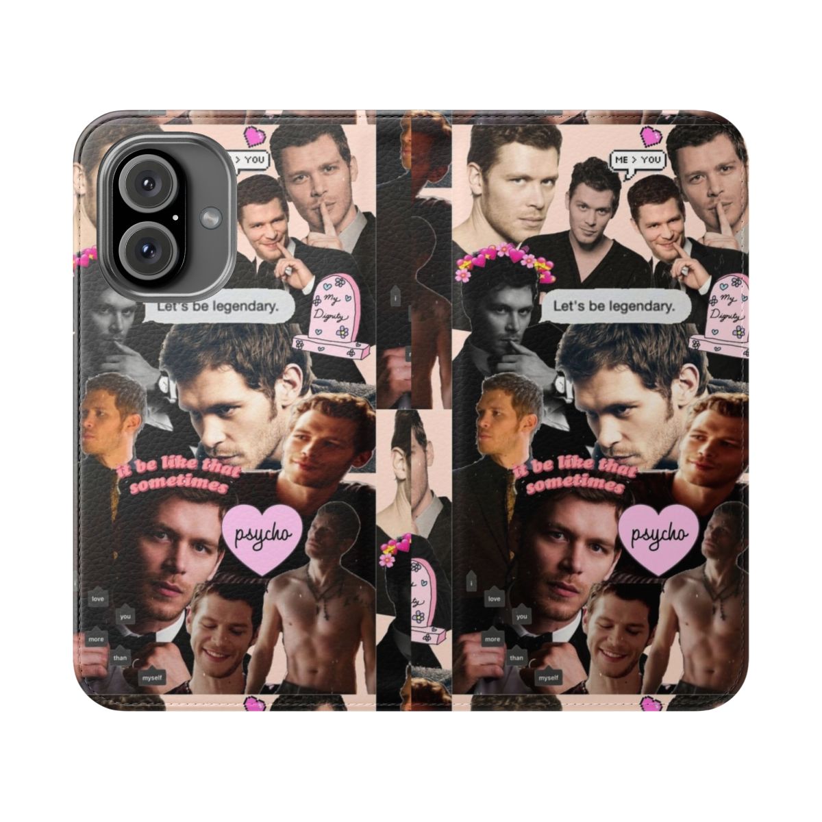 Customized Klaus Mikaelson phone case with flip cover design