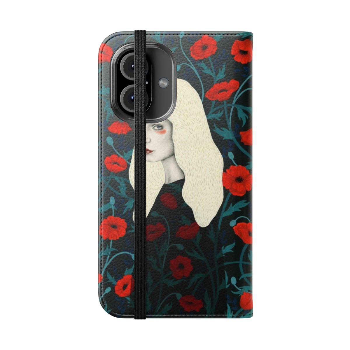 Poppy floral pattern phone case cover - Folded Front