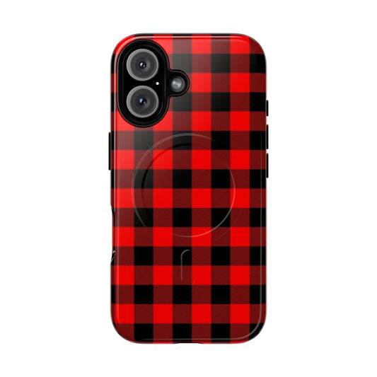 Rugged red and black buffalo plaid pattern phone case