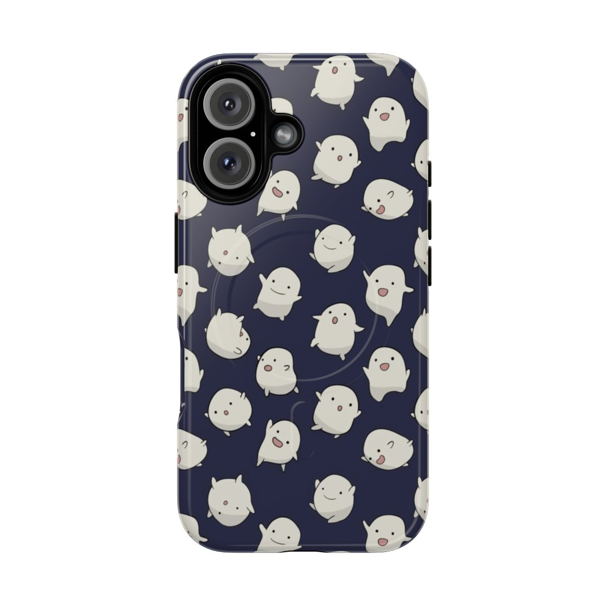 Dark blue magnetic phone case featuring a fan art design inspired by the Studio Ghibli animated film "The Boy and The Heron"