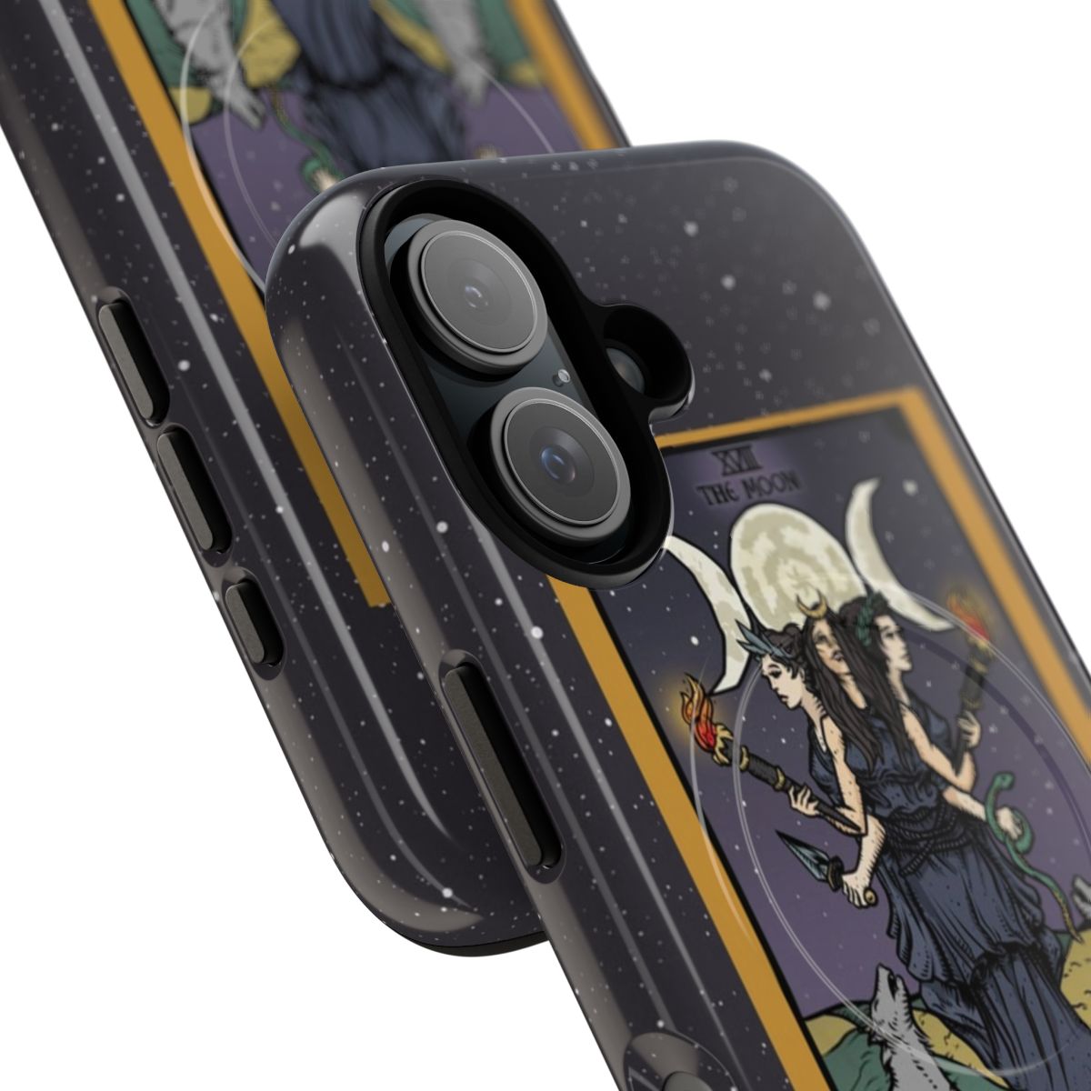 Hecate Triple Moon Goddess magnetic tough phone case featuring the Wheel of Hecate and occult symbols - Detail