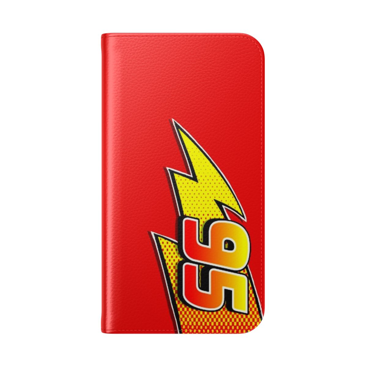 Sleek and protective phone case featuring the iconic Lightning McQueen character from the Cars movie. - Folded Back