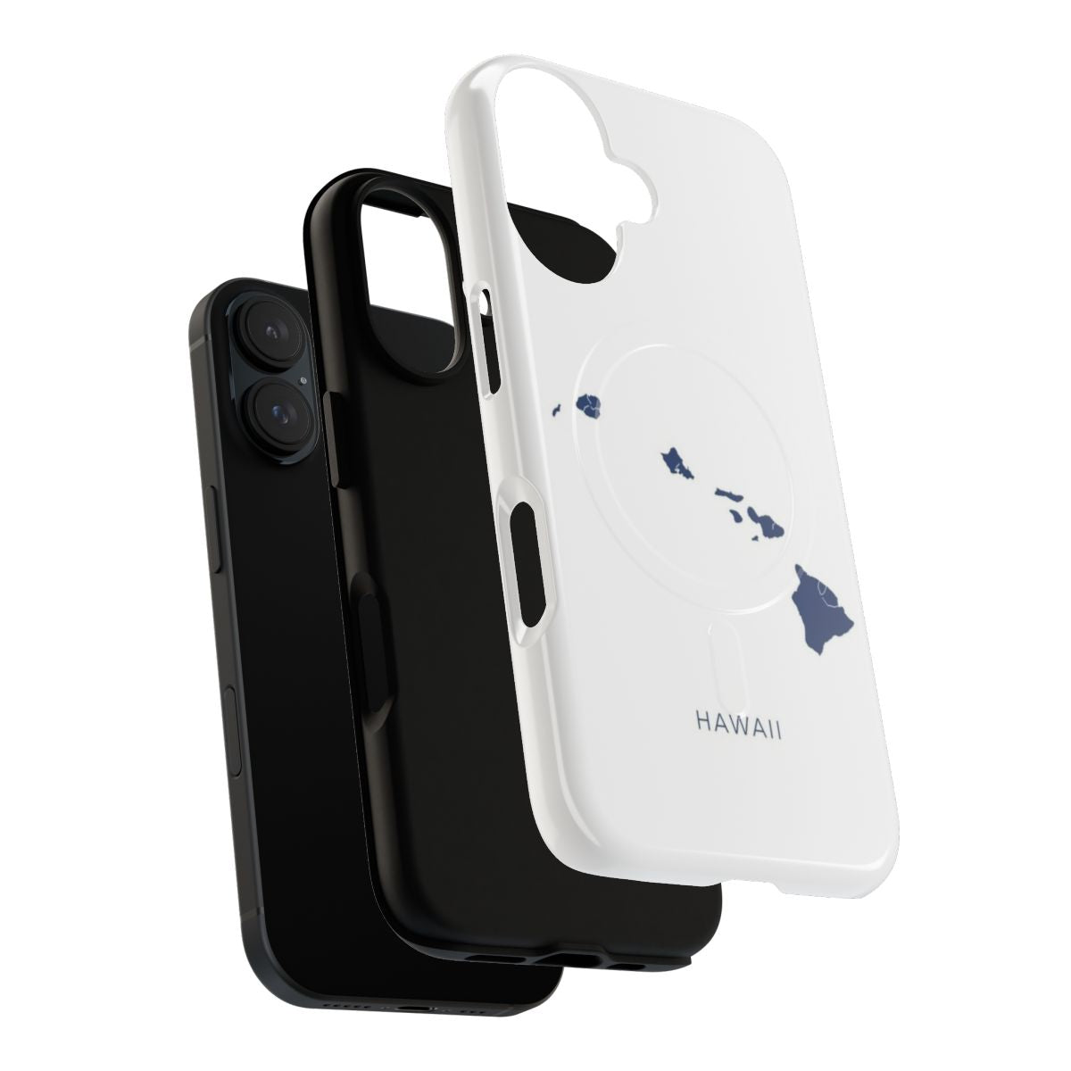 Minimalist phone case featuring a map of the Hawaiian islands - Layers