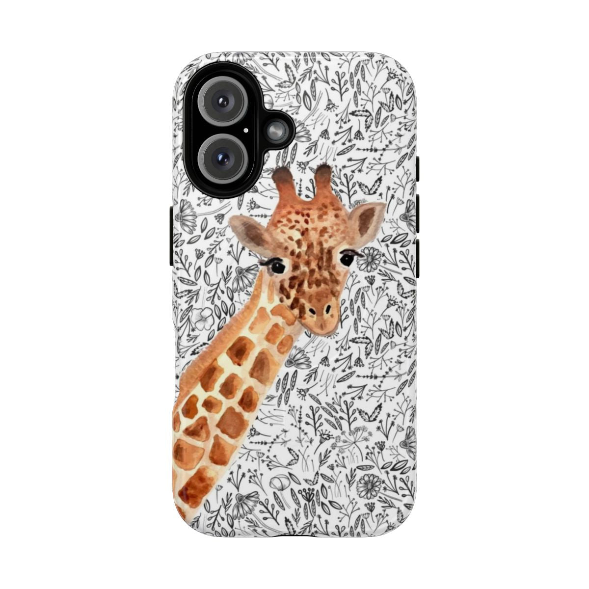 Watercolor giraffe painting on a durable phone case