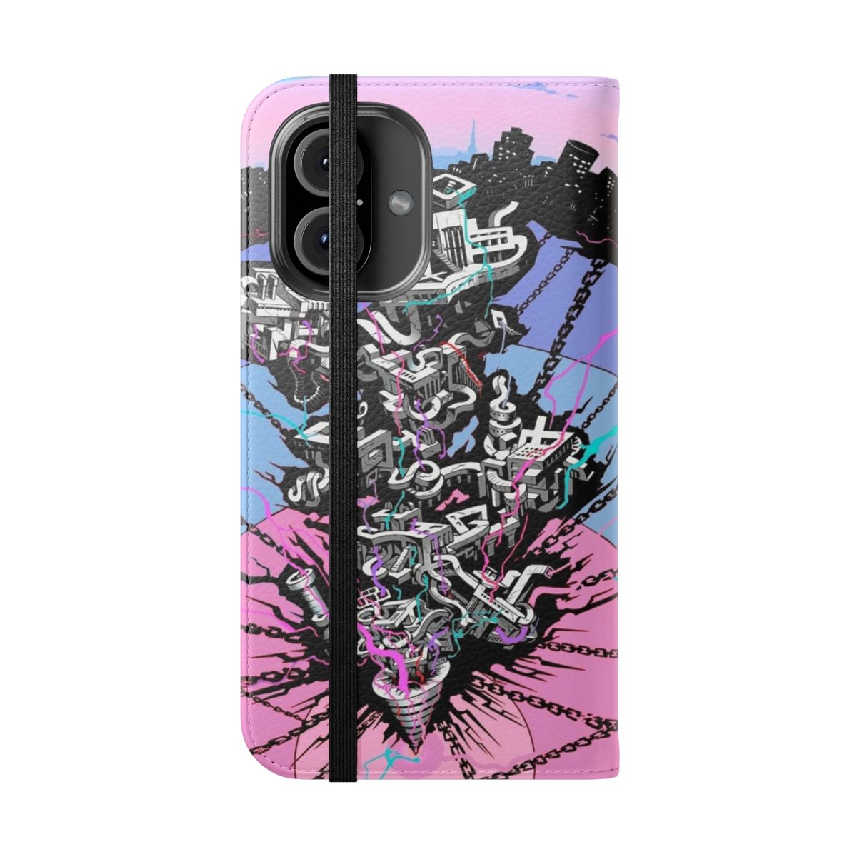 Pastel-colored phone case featuring the Mementos loading screen from the popular JRPG Persona 5 - Folded Front