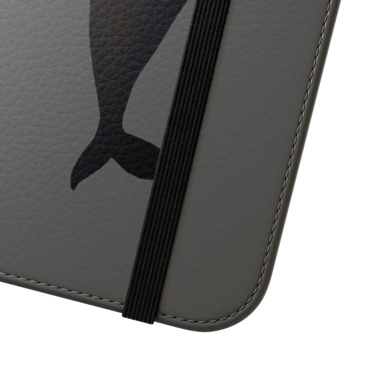 Artistic watercolor illustration of a killer whale on a smartphone flip cover case - Close Up