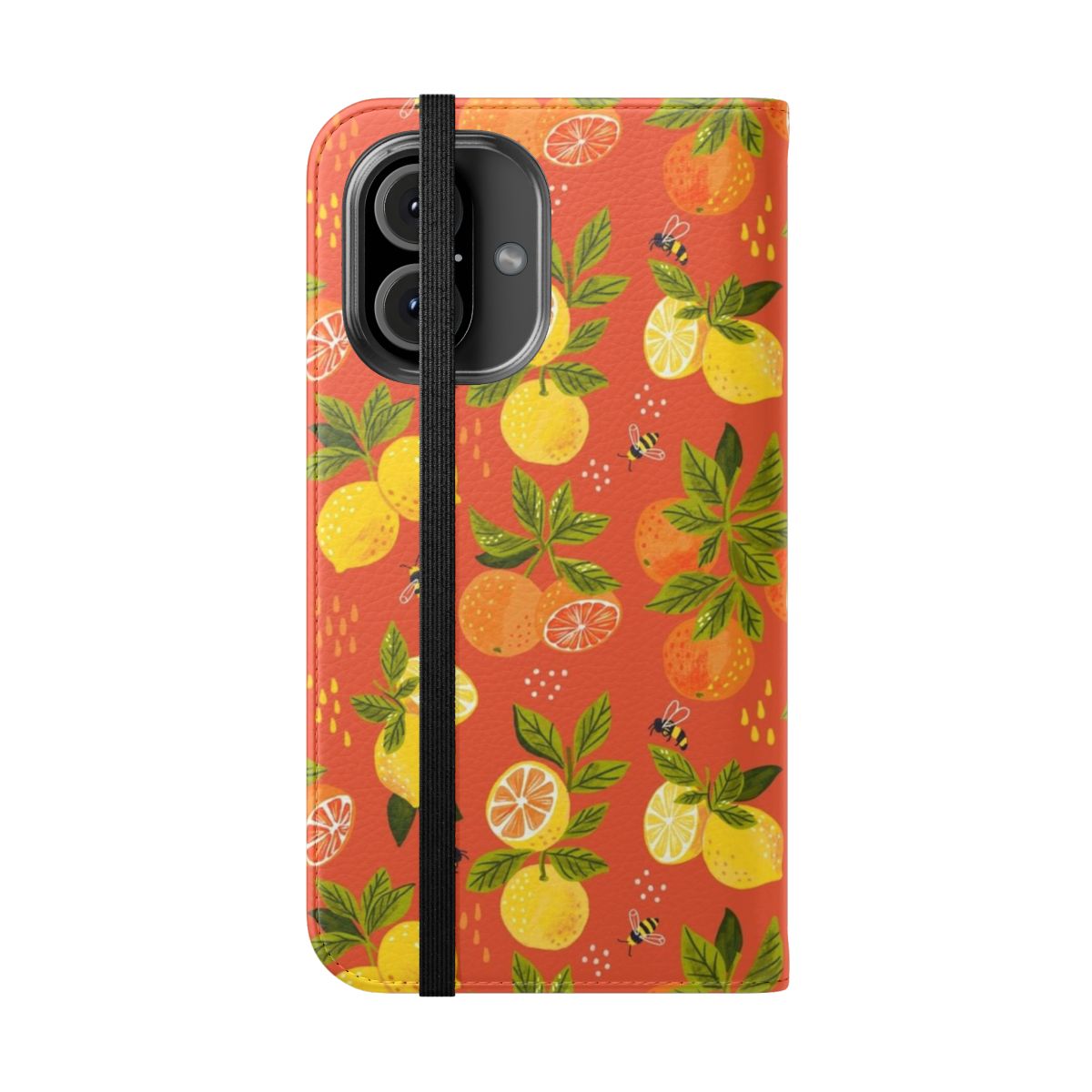 Stylish lemon and citrus print phone case - Folded Front