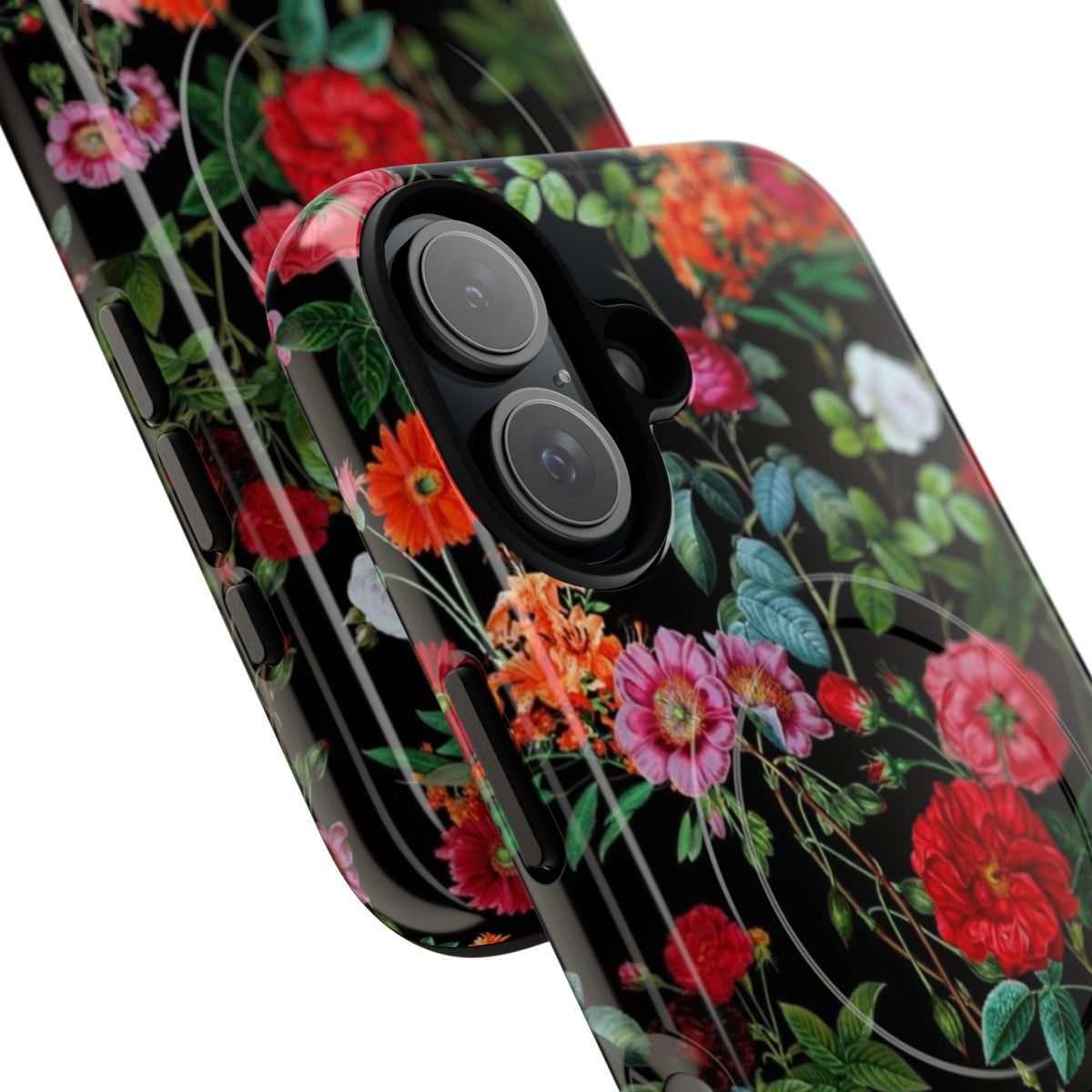 Botanical leaves pattern phone case with magnetic protection - Detail