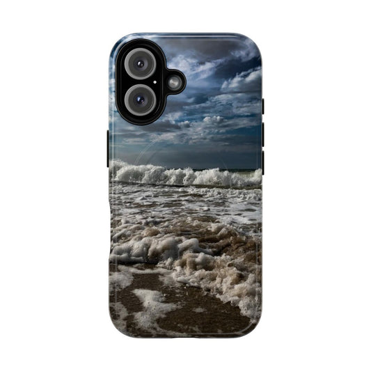 A magnetic tough phone case with a wave-inspired design, perfect for nature enthusiasts and beach lovers.