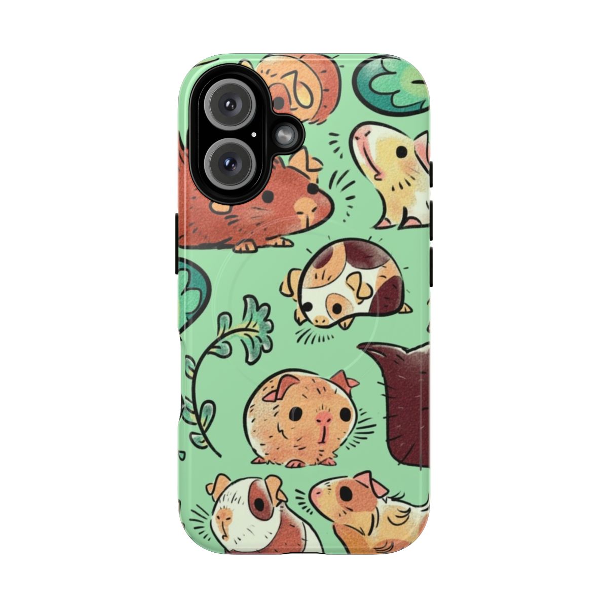 Colorful pattern featuring a group of adorable guinea pigs on a magnetic and tough phone case.