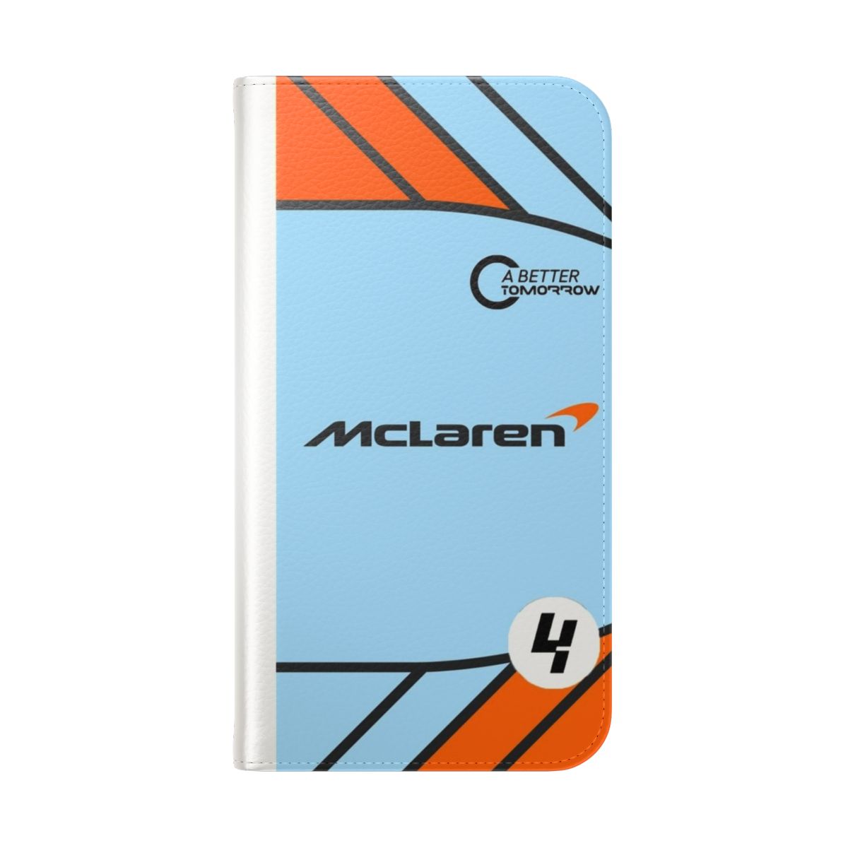 Motorsport-themed phone case with Lando Norris and McLaren branding - Folded Back