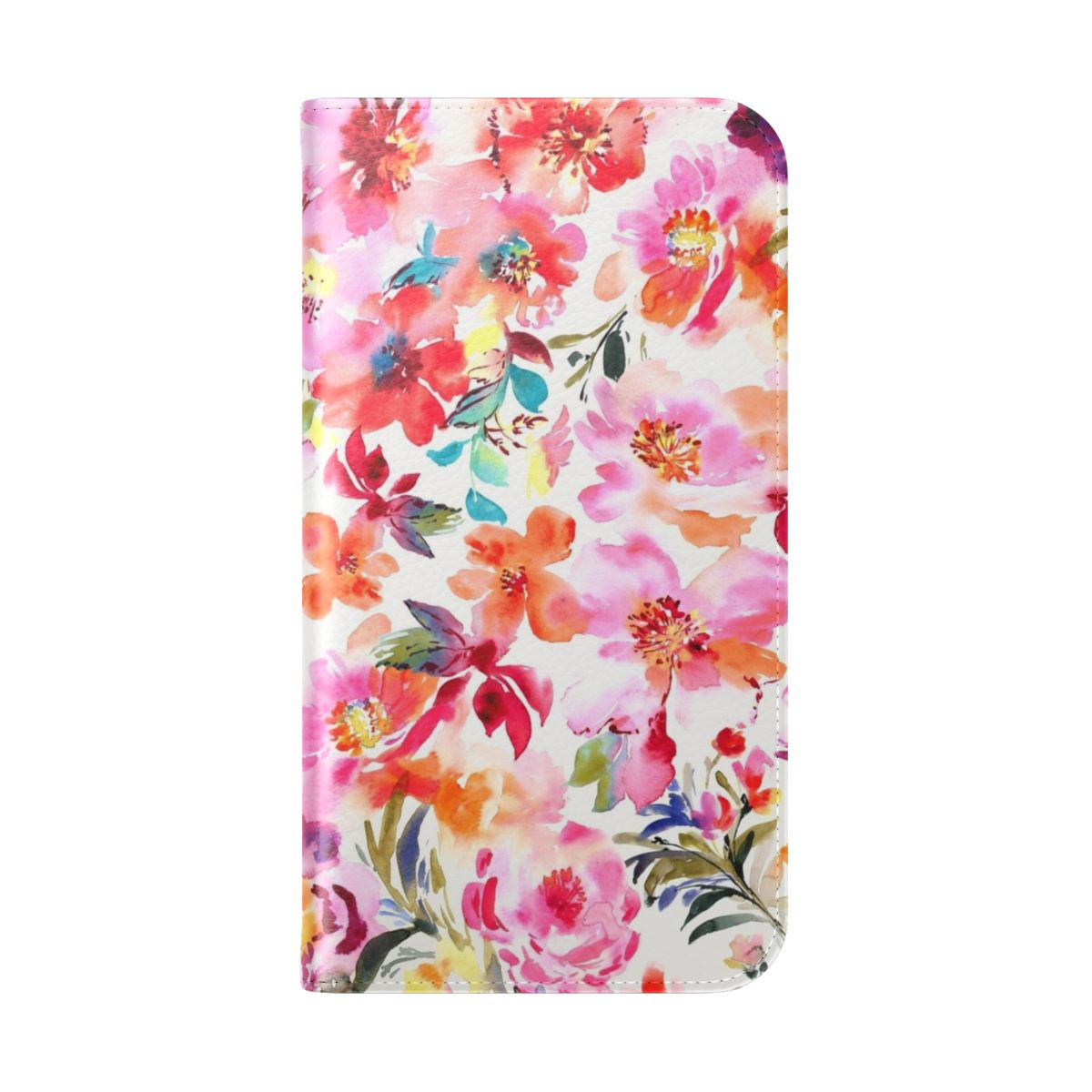 Colorful spring floral watercolor design on a protective phone case - Folded Back