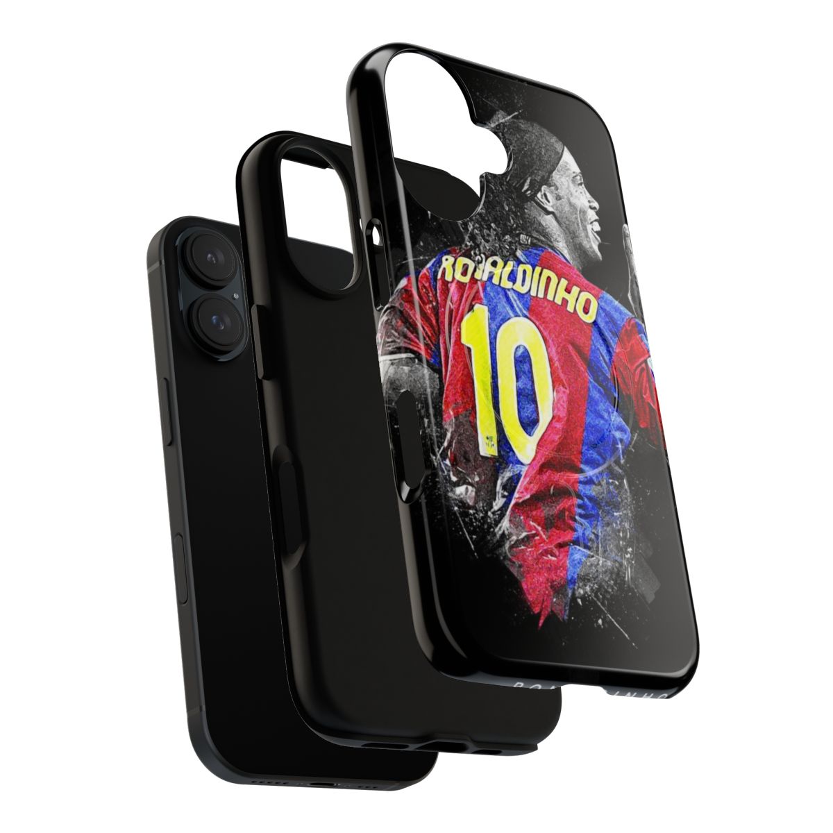 Customized magnetic tough phone case featuring Ronaldinho, the legendary Brazilian football player. - Layers