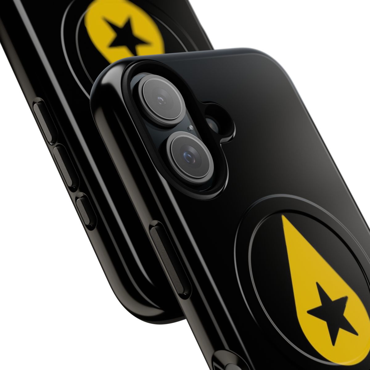 A transparent phone case with a yellow teardrop and star design, perfect for Conan Gray fans. - Detail