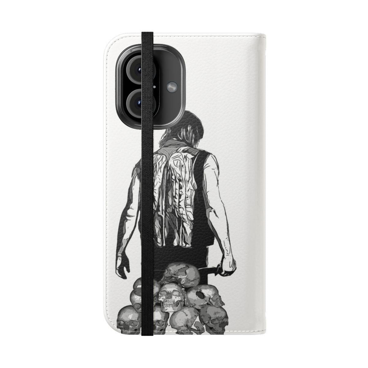 Flip phone case inspired by the popular TV series The Walking Dead, featuring Daryl Dixon character art. - Folded Front