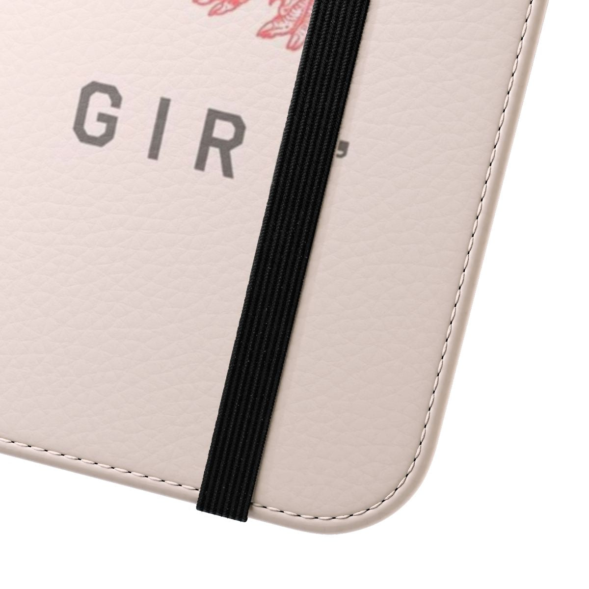 Clever Girl Flip Cover Phone Case with a minimalist dinosaur design - Close Up