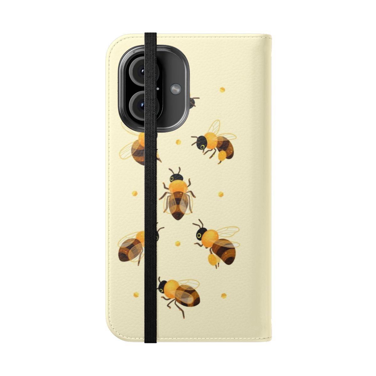 Honey bee design on a flip phone case - Folded Front