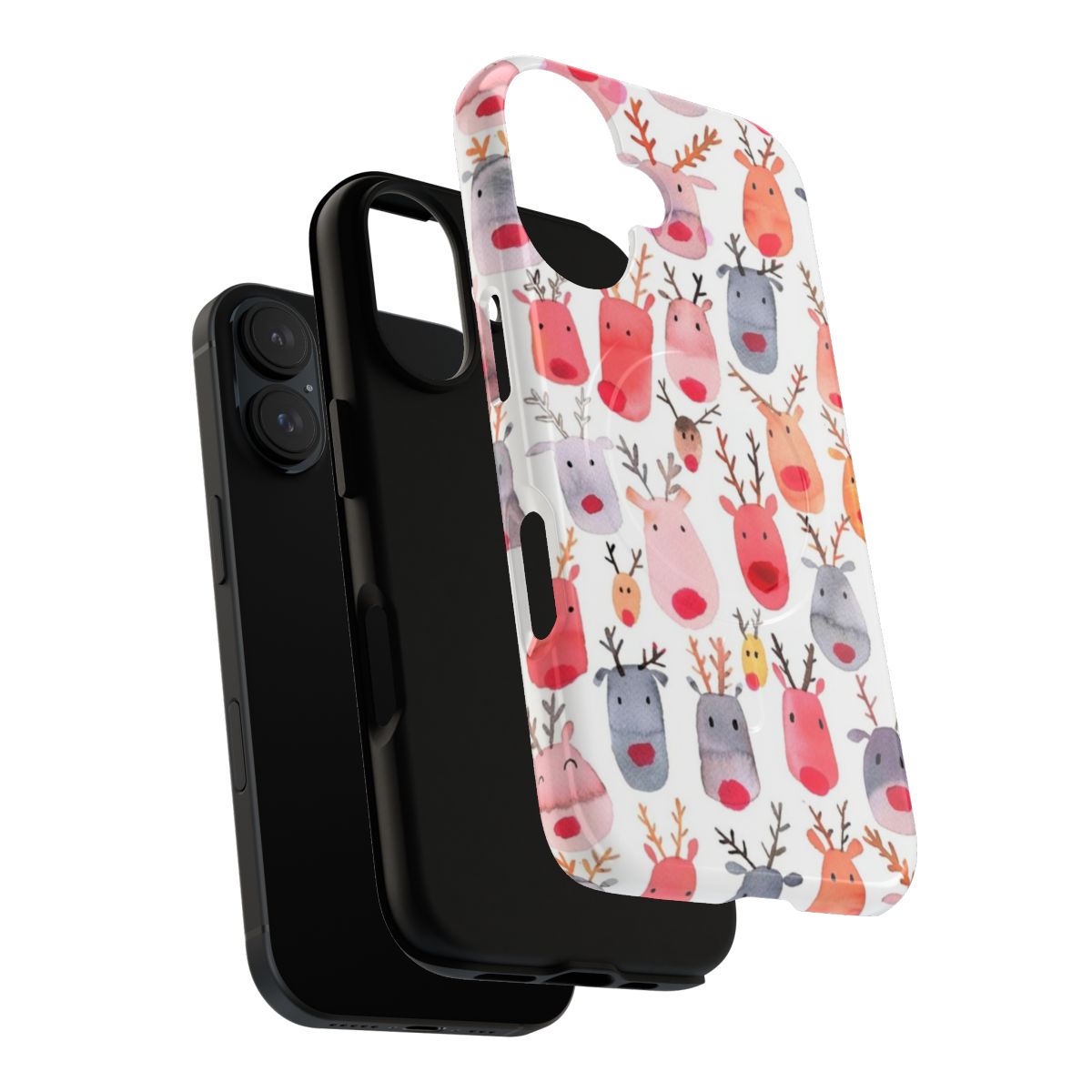 A vibrant watercolor illustration of a reindeer on a phone case. - Layers