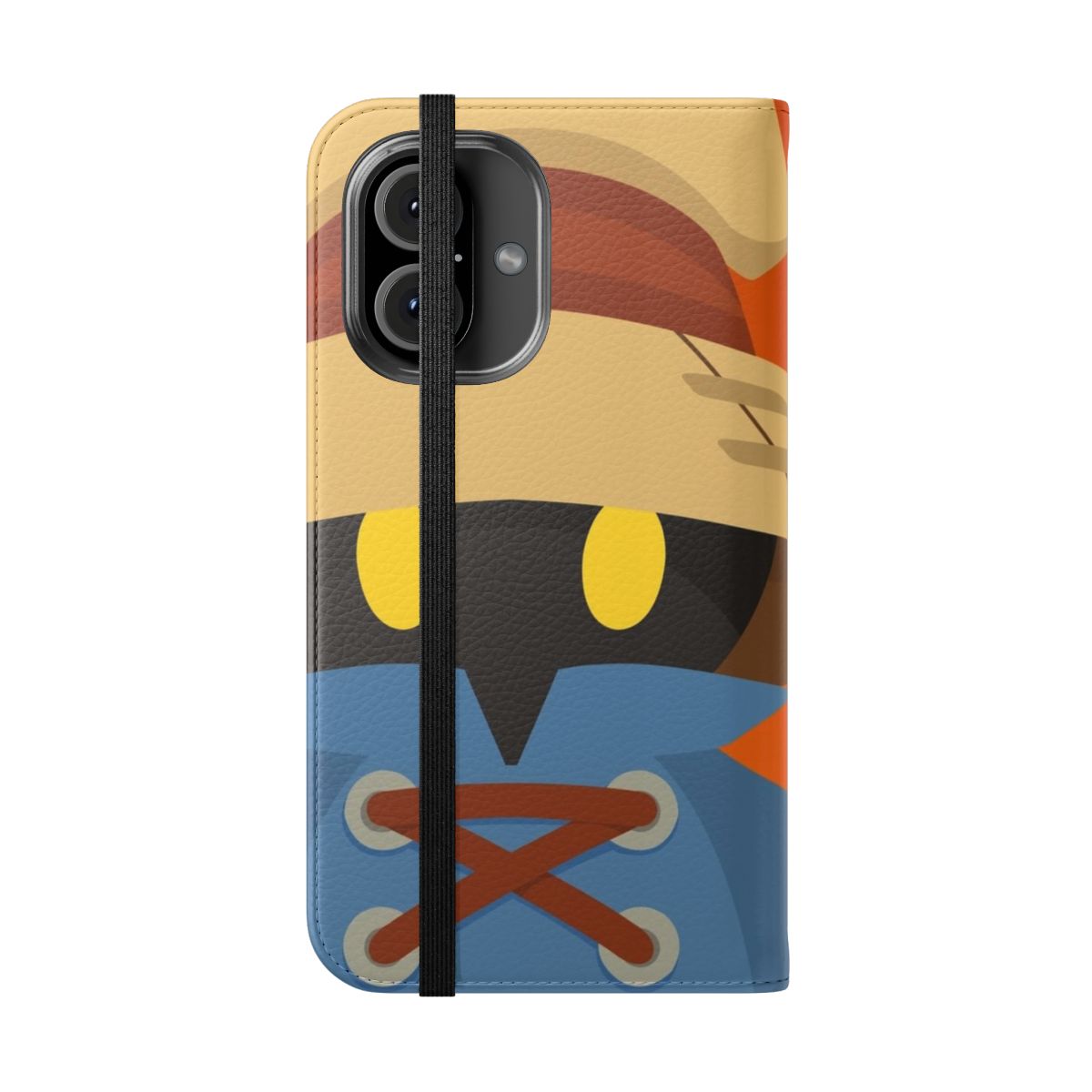 Retro-style flip cover phone case with Final Fantasy-inspired design - Folded Front