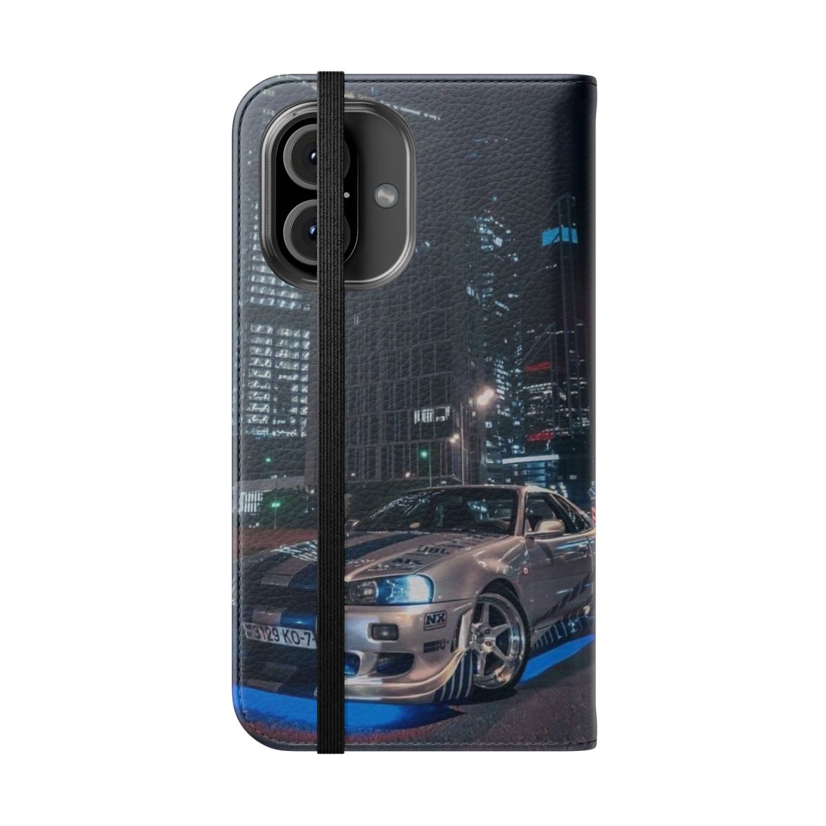 Vibrant car illustration phone case with Nissan Skyline design - Folded Front