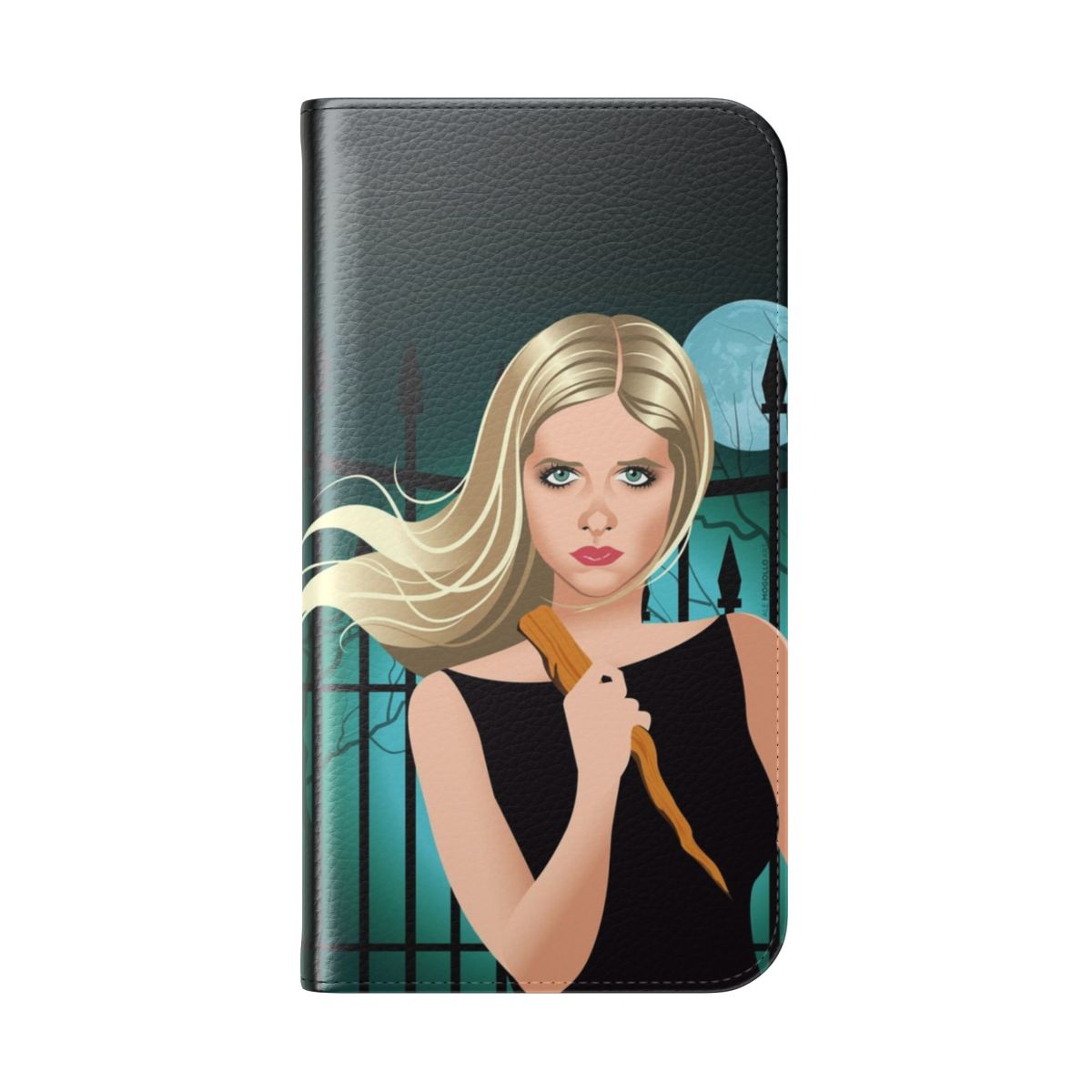 Flip cover phone case with vampire slayer design - Folded Back