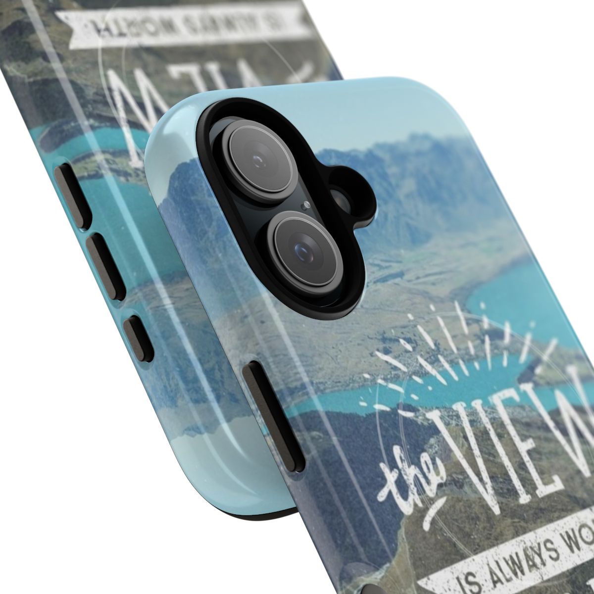 Magnetic tough phone case with mountain, landscape, and nature inspired designs - Detail