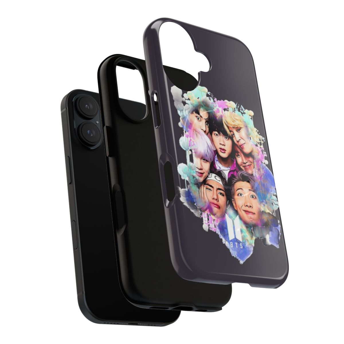 Colorful BTS-inspired art design on a durable magnetic phone case - Layers