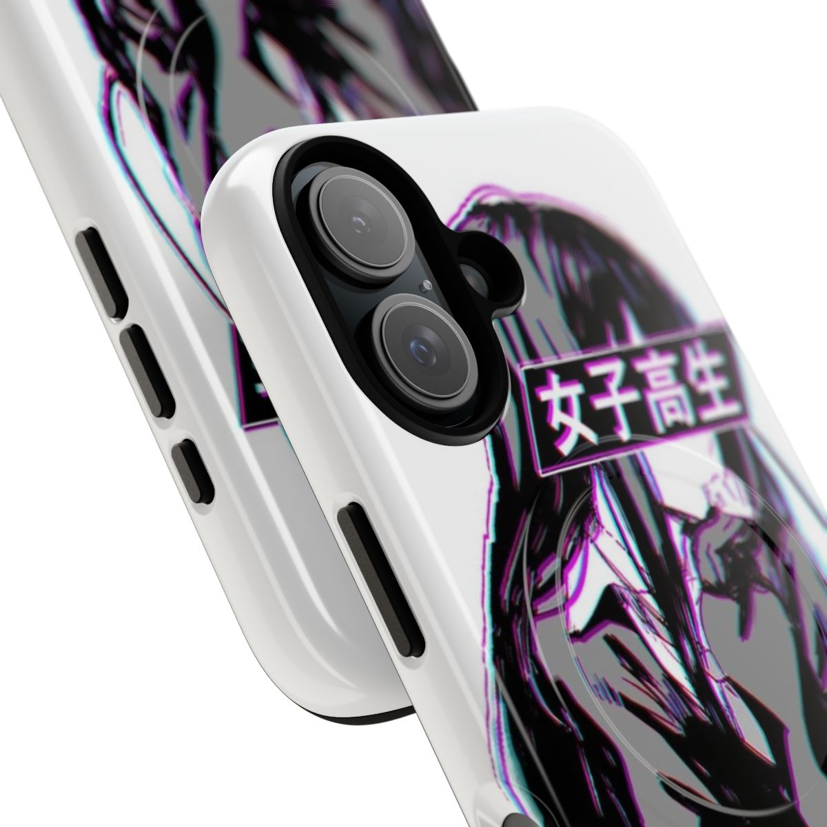 Magnetic tough phone case with a Japanese anime-inspired, grunge aesthetic design - Detail