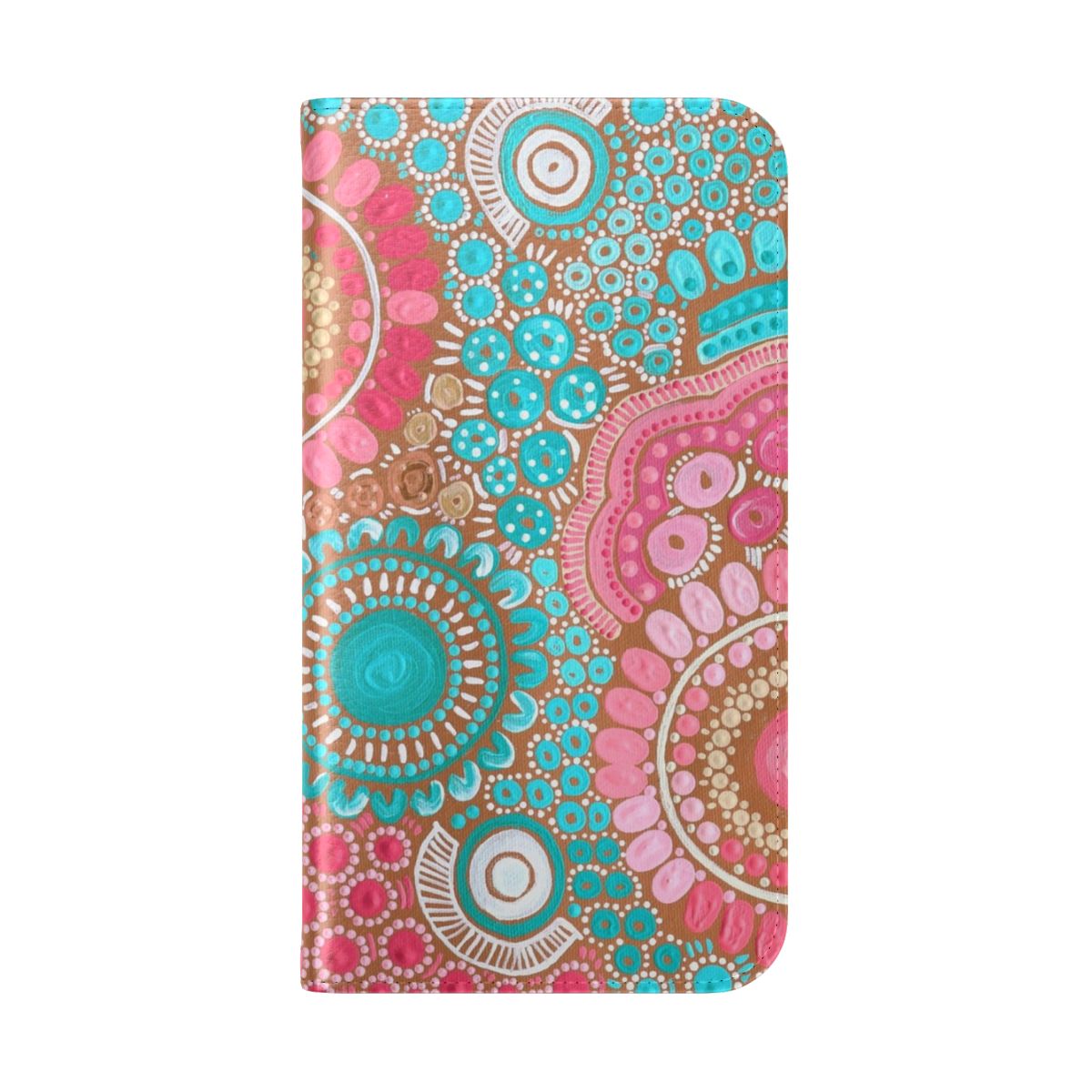 Flip phone case with colorful aboriginal or indigenous art pattern - Folded Back