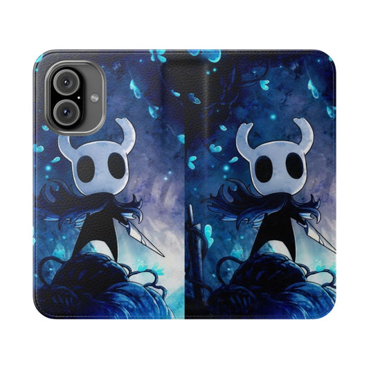 Hollow Knight-inspired flip phone case featuring Hornet, the indie game character