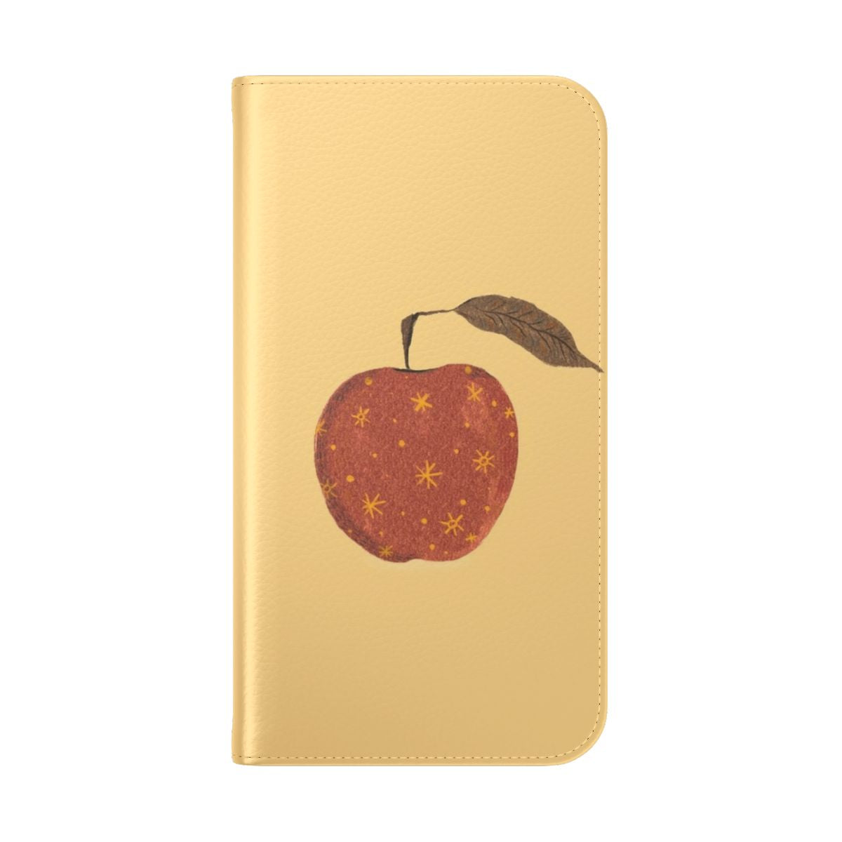 Manzana-inspired flip cover phone case with a whimsical design - Folded Back