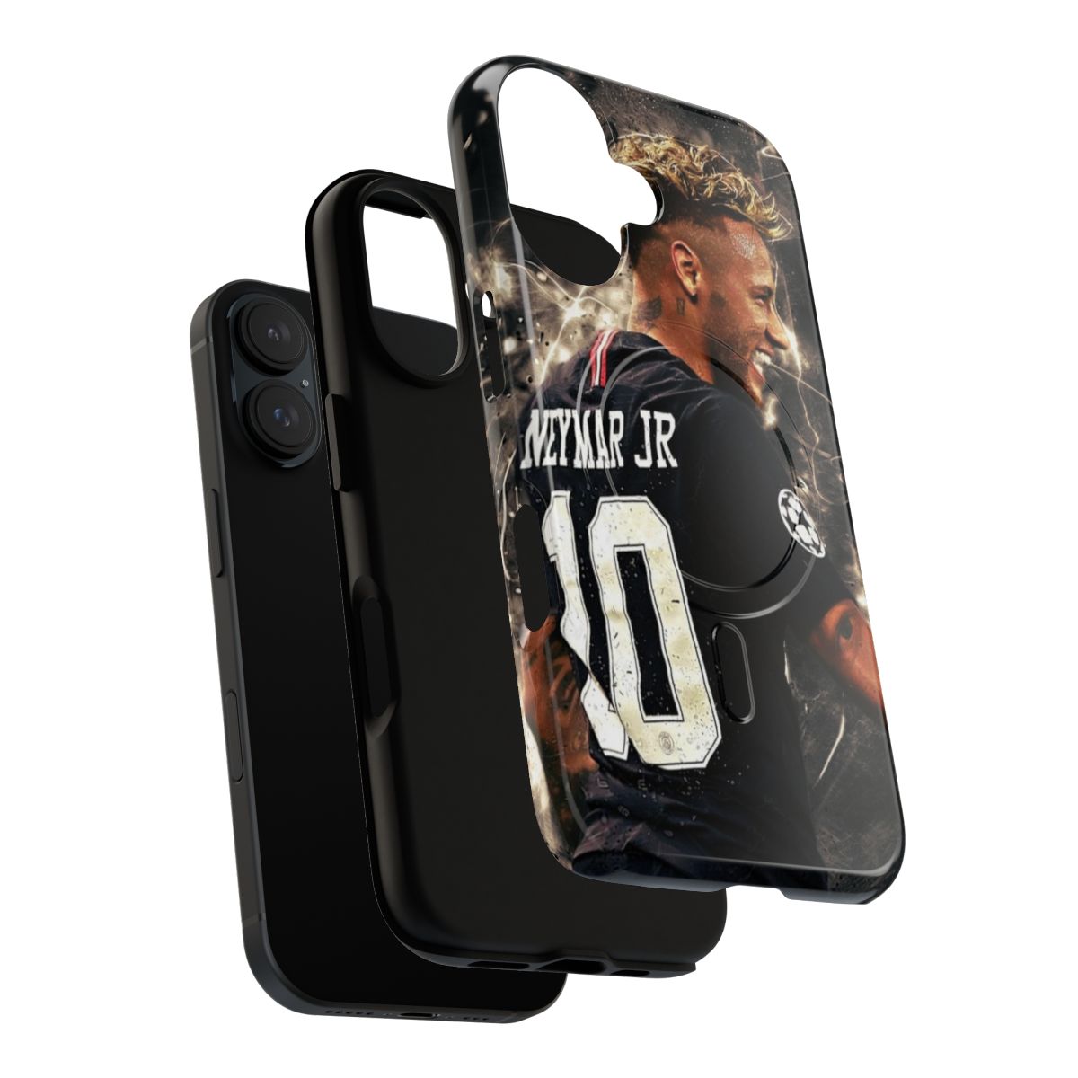 Illustration of Neymar in a black soccer jersey on a magnetic tough phone case - Layers