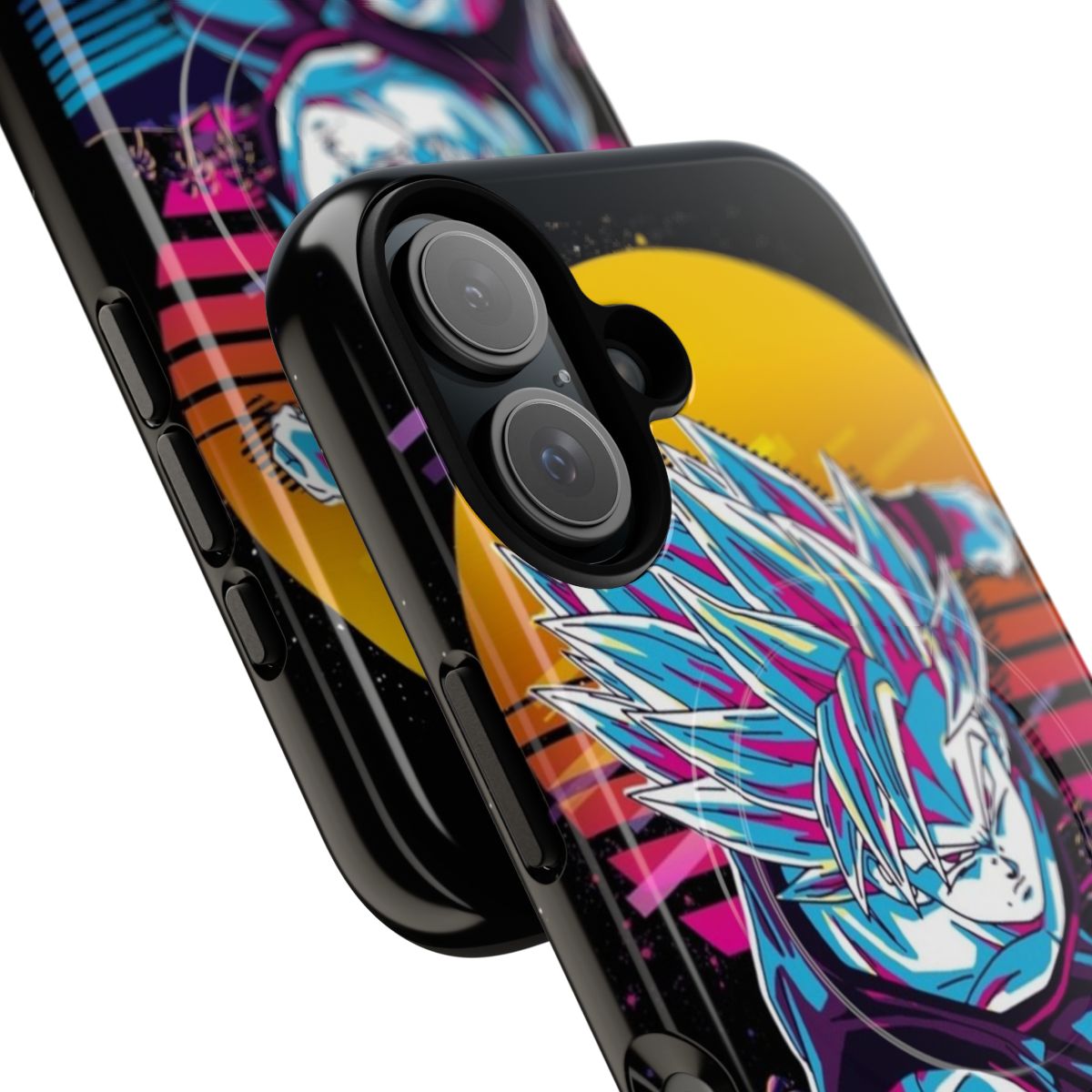 Retro Dragon Ball inspired magnetic tough phone case with Goku and Super Saiyan design - Detail