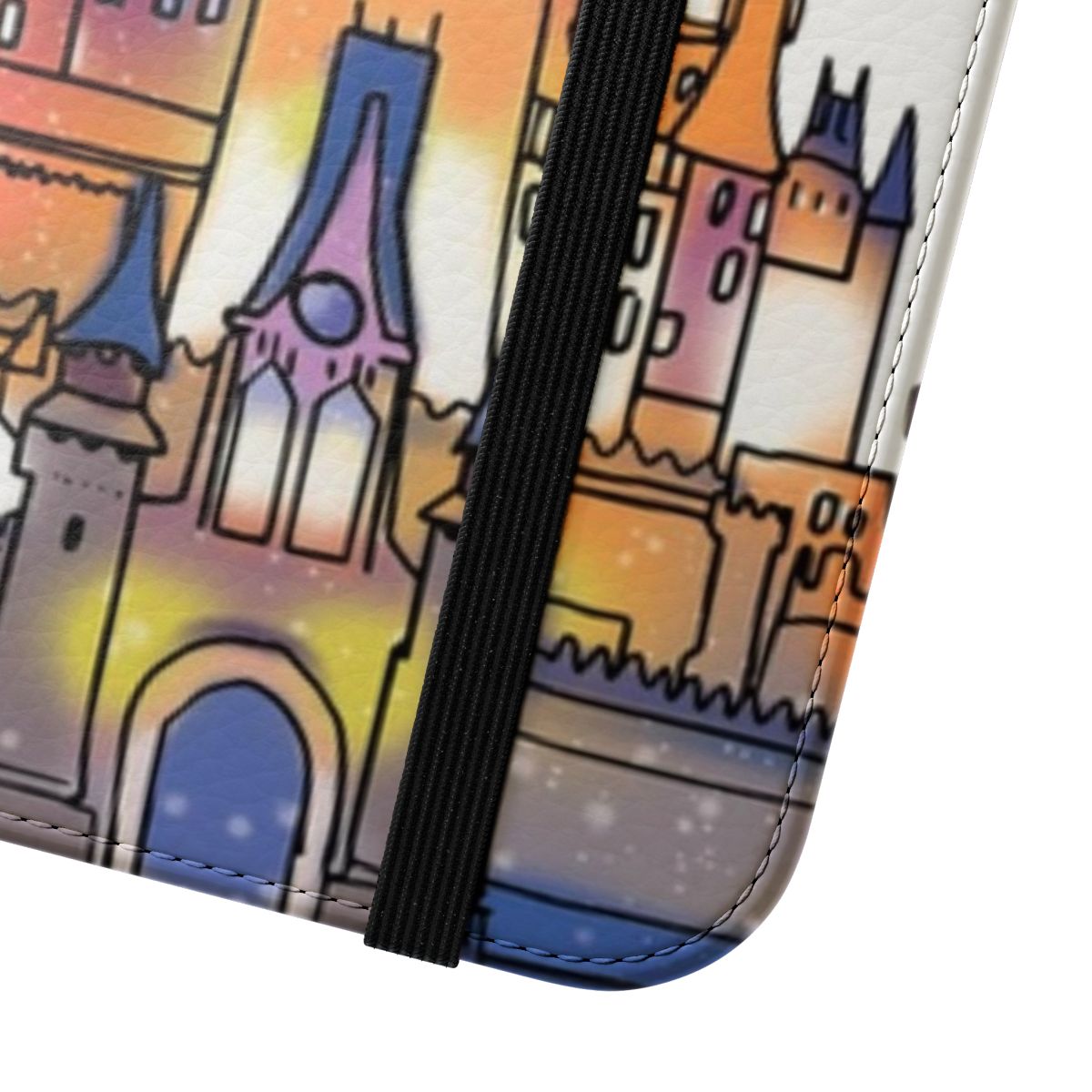 Watercolor castle-inspired glittery phone case - Close Up