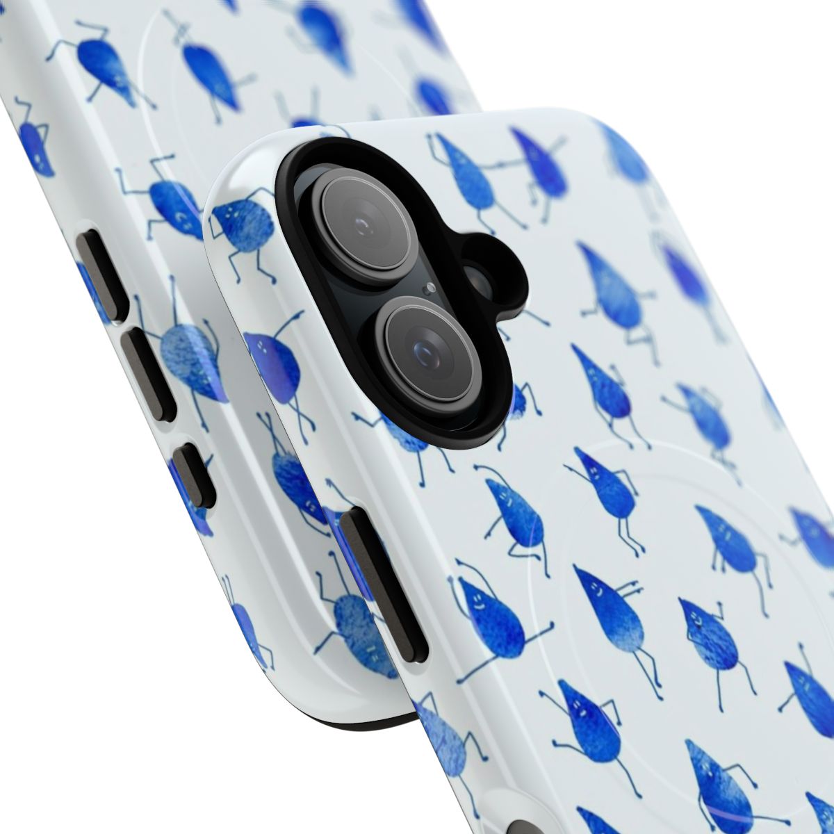 Colorful phone case with a whimsical rain dance pattern. - Detail