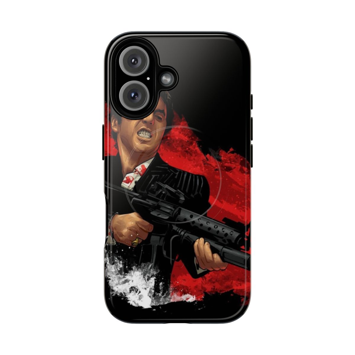 Scarface-inspired magnetic tough phone cases featuring the iconic characters and imagery from the classic crime film