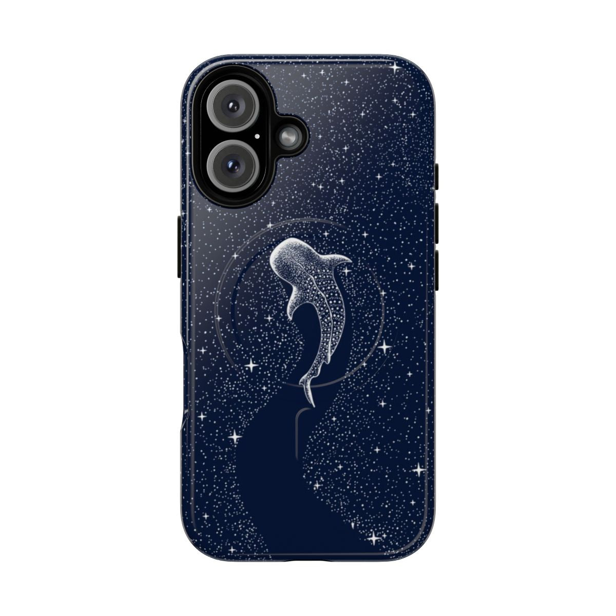 Intricately designed phone case featuring a cosmic whale shark in a serene, dreamlike space-themed scene