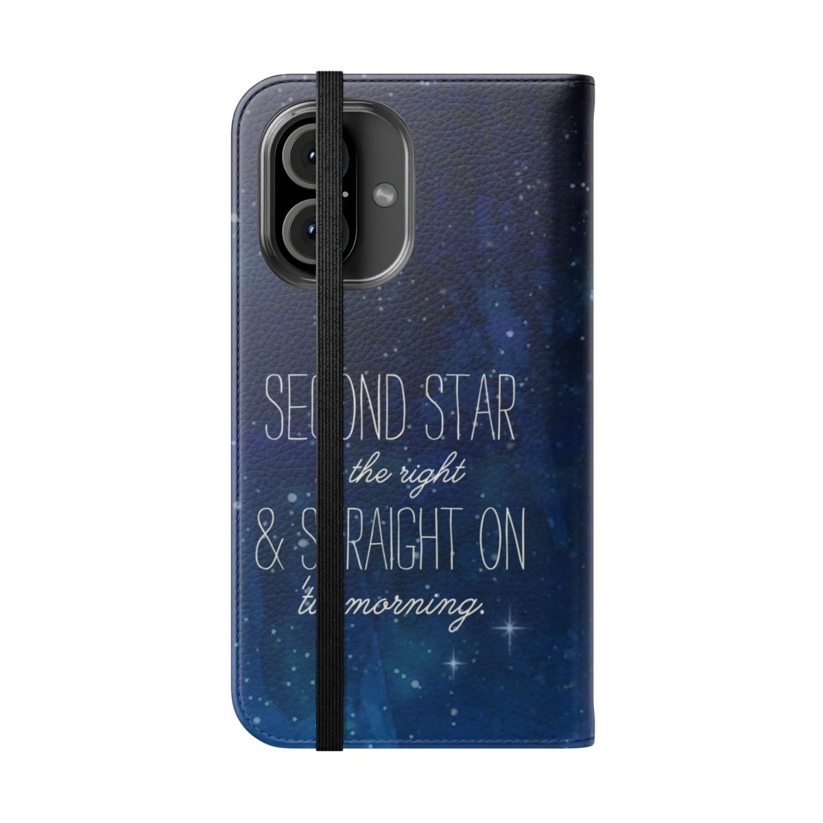 Flip phone case featuring Peter Pan's iconic "Second Star to the Right" design - Folded Front