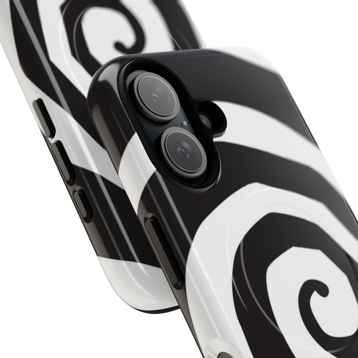 Whirling penguin design on a magnetic protective phone case - Detail