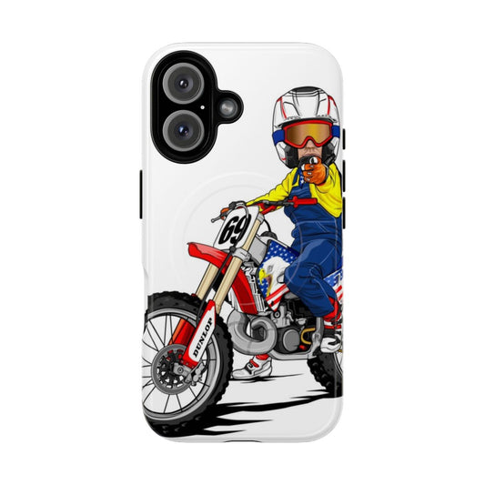 Tough phone case with motocross and supercross graphics