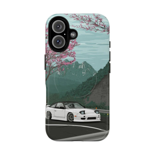 Stylish phone case featuring the iconic Nissan 180SX silhouette for drift car enthusiasts