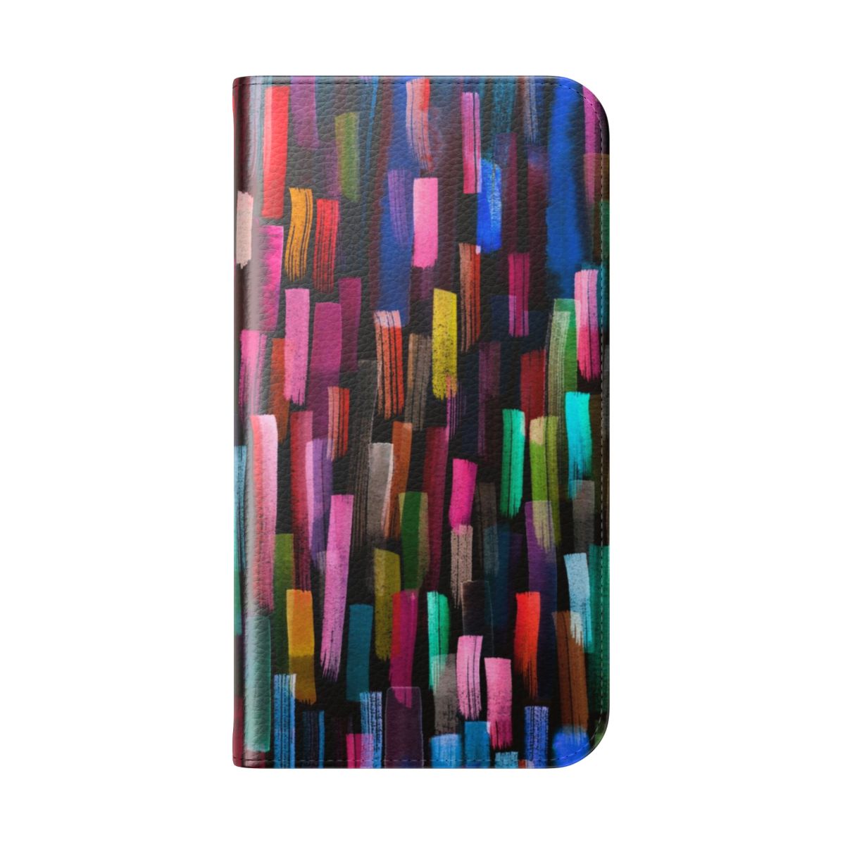 Multicolored watercolor stripes pattern phone case with an abstract, artistic design - Folded Back