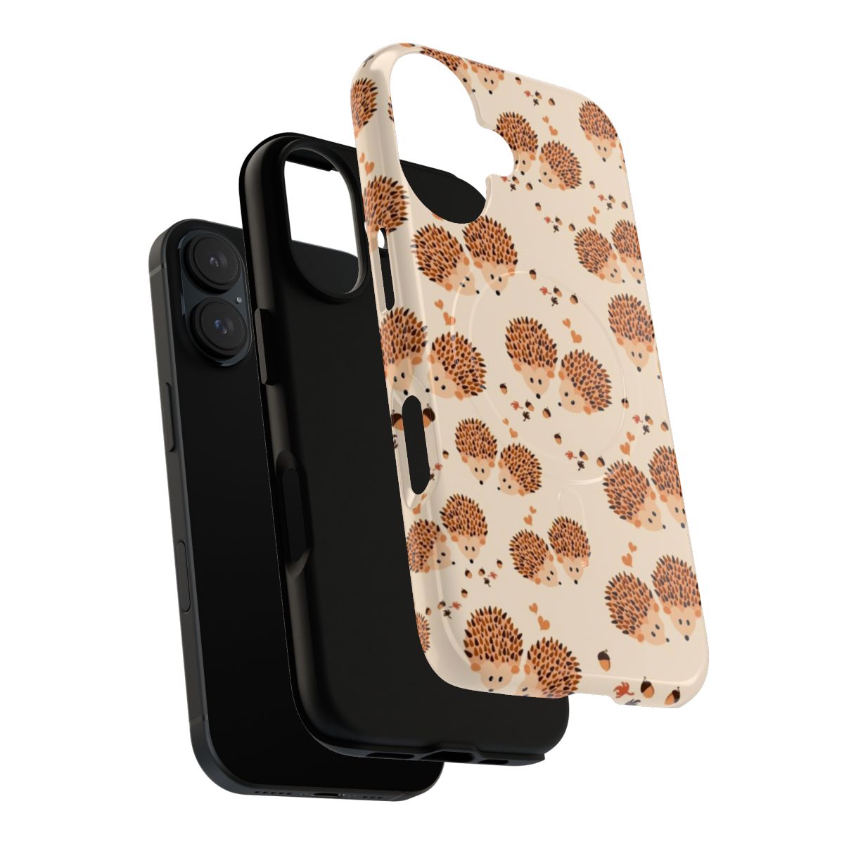 Autumn hedgehog phone case with cute cartoon hedgehog design - Layers