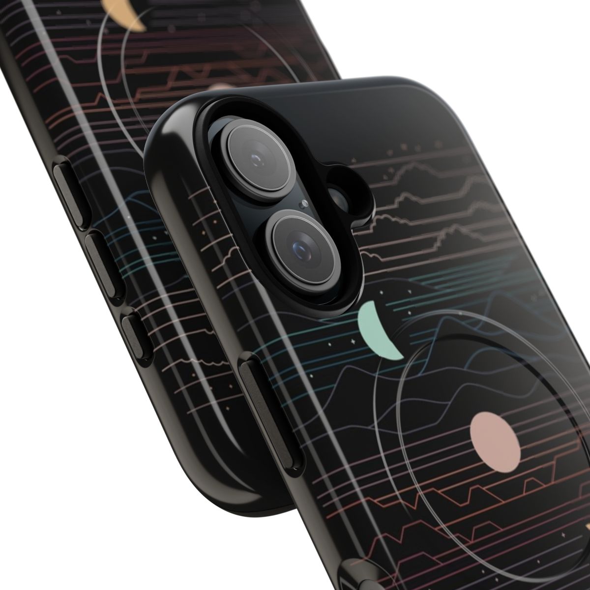 Magnetic tough phone case with a moon and nature landscape design - Detail