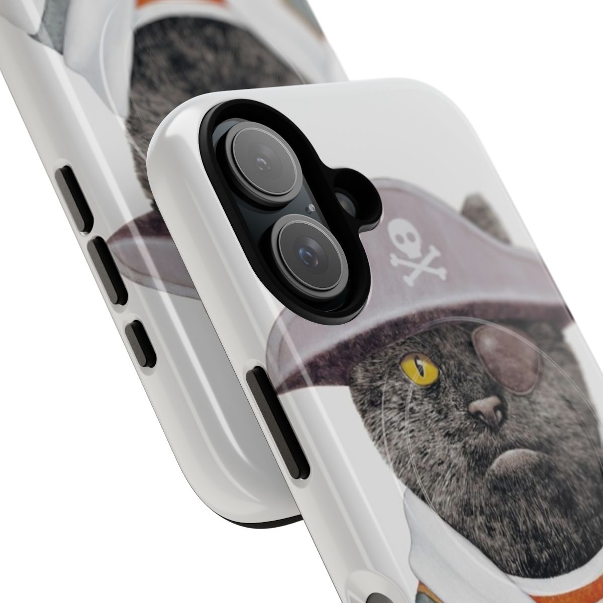 Pirate cat design on a durable phone case - Detail