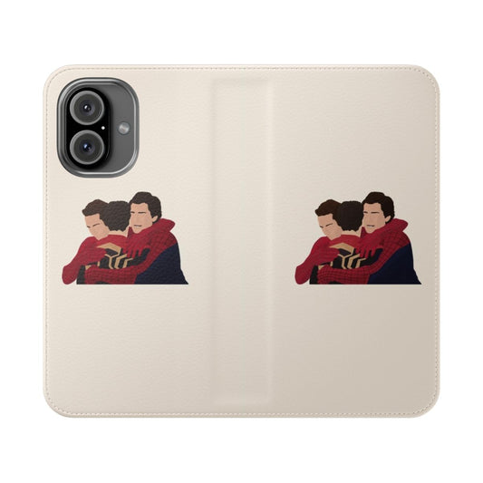 Hug-themed phone case featuring Spider-Man imagery